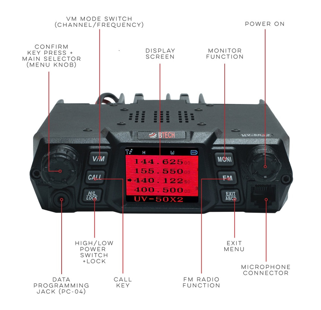 BTECH 50X2 Dual Band 50W two way radio kit